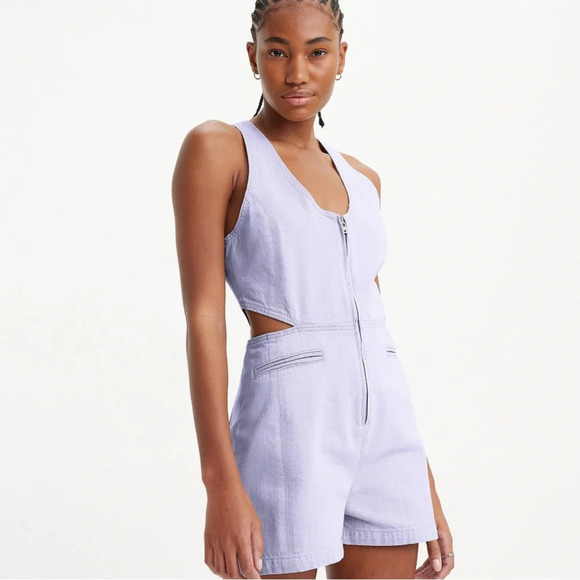 Levi's Pants - Levi's Radon Cut-Out Women Romper Purple Size Medium Pocket Soft Downtown Girl